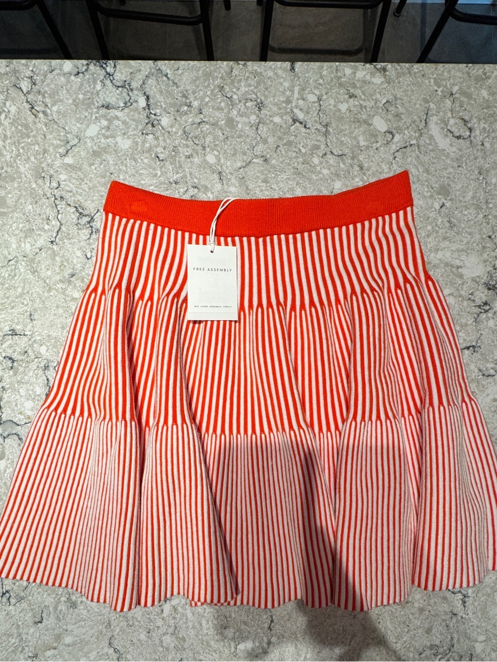 Free Assembly Red & White Striped Circle Skirt